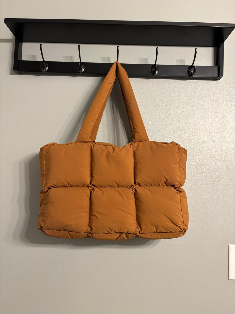 Amazon Quilted Puffer Tote Bag - Rust